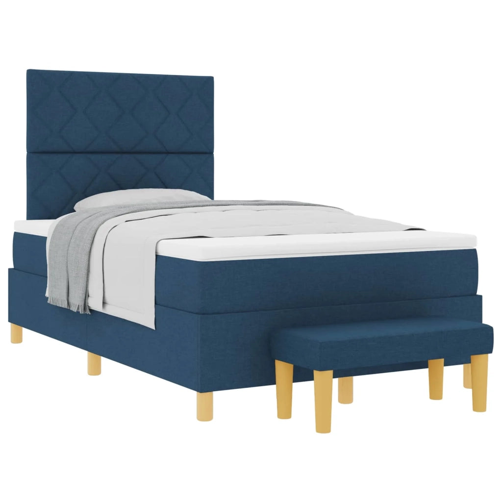 Letto a molle con materasso Blu 120 x 200 cm Tessuto