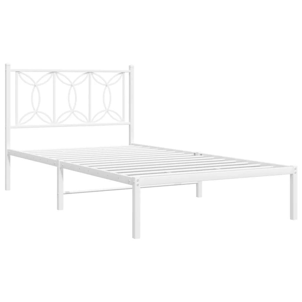 Giroletto con Testiera Metallo Bianco 100x190 cm 376171