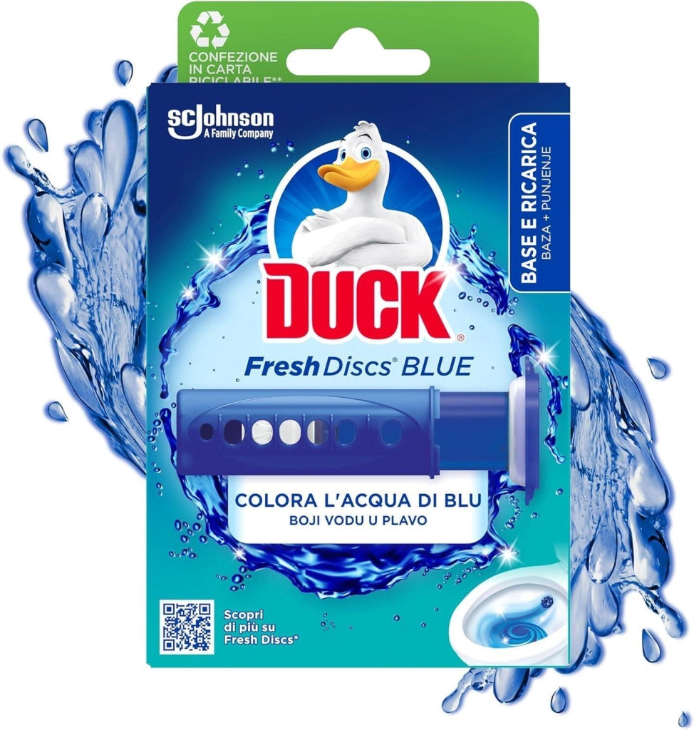 DUCK FRESH DISCS BLUE BASE PER DISCHI GEL IGIENIZZANTI WC 1 APPLICATORE E 6 DISCHETTI