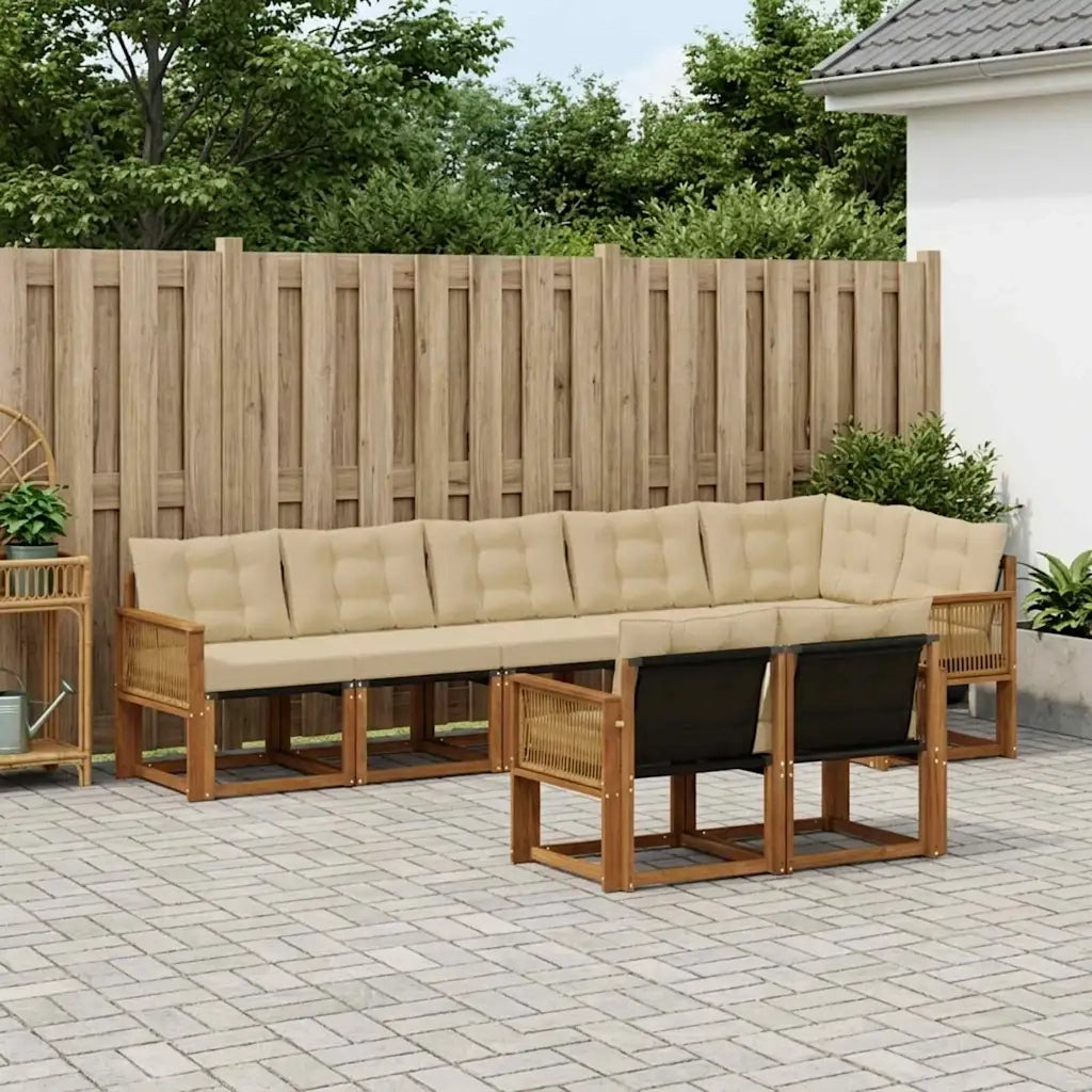 Set di divani da esterno con cuscino 8 pcs Naturale e Beige 3382037