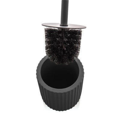 Scopino wc nero in ceramica soft touch con setole nere Spring