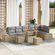 Set Divano da Giardino con cuscino 9 pcs Beige polyrattan 3362807