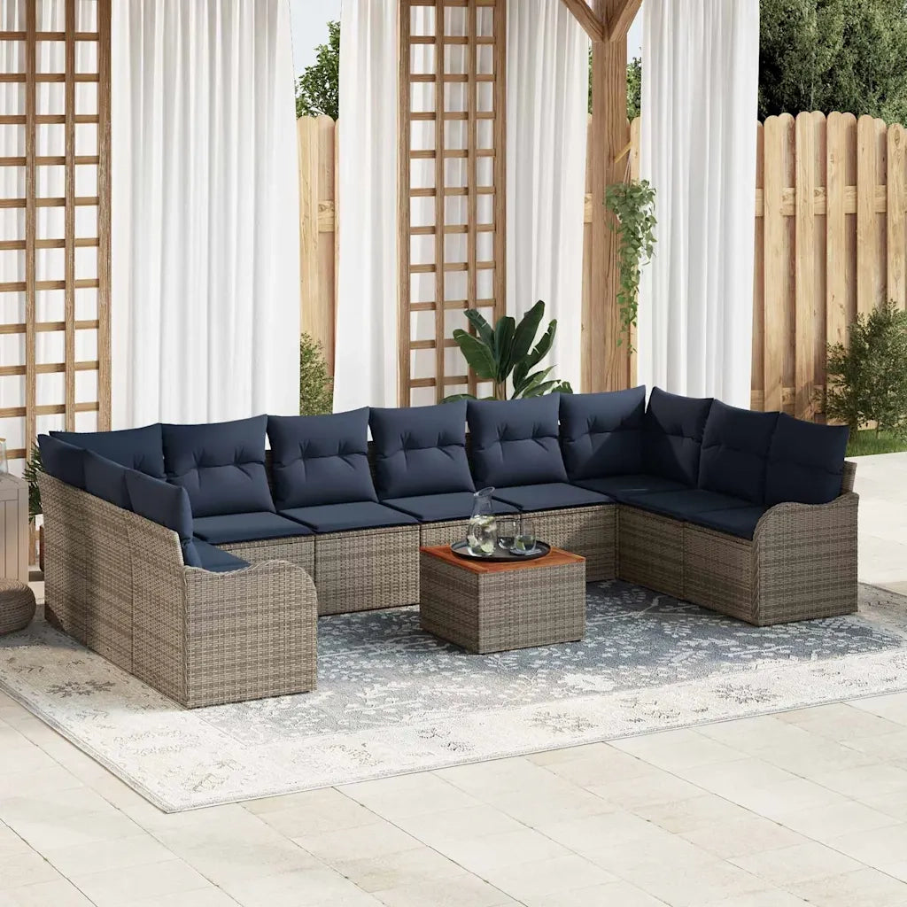 Set Divano da Giardino 11 pz Grigio polyrattan 3347507