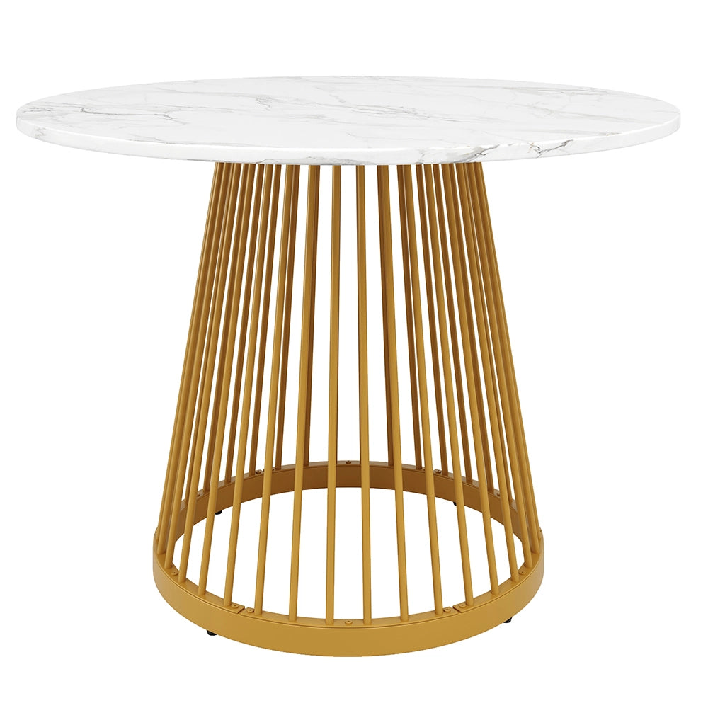 Set tavolo-Xylo-80cm rotondo 4 sedie grigio piedi dorati