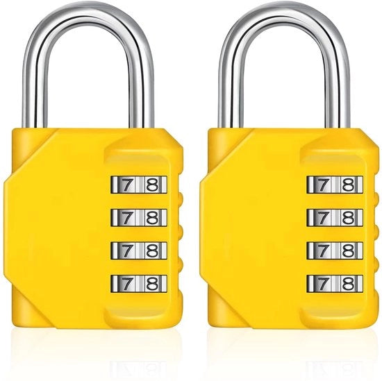 Combinatisegno con codice a 4 cifre, serratura per palestra, combinatisegno resistentente all'acqua (2 pezzi, giallo)