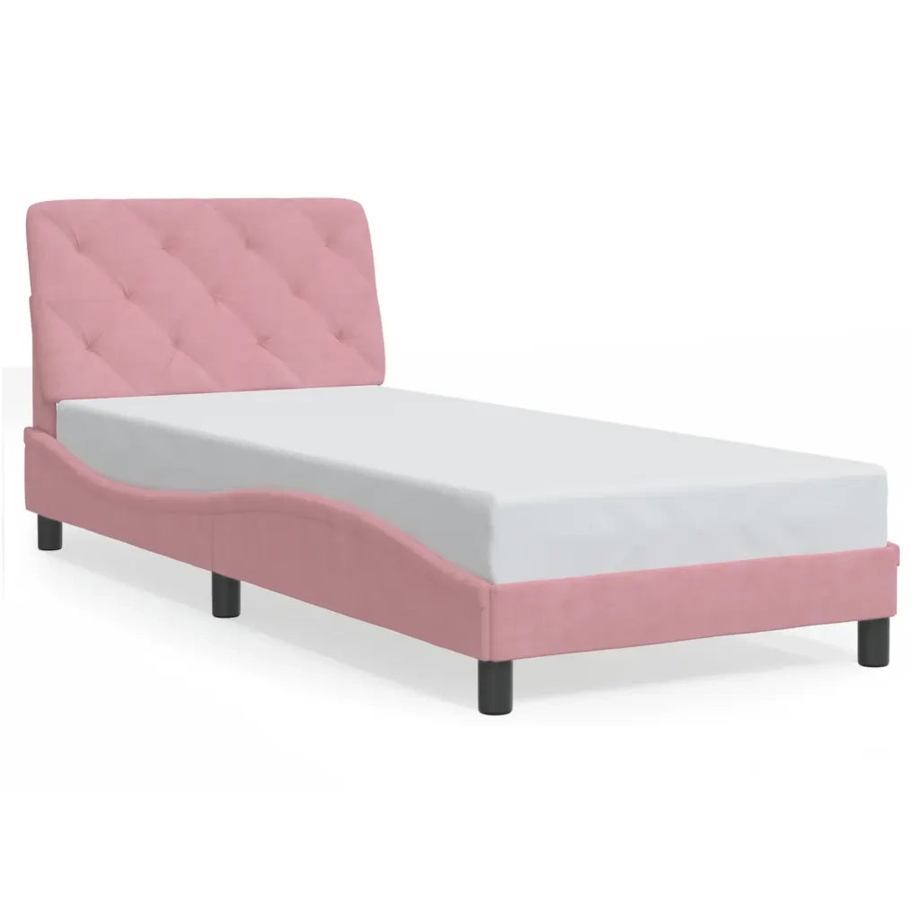 Giroletto con LED senza Materasso Rosa 90x200 cm in Velluto