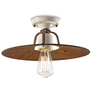 Plafoniera Vintage Grunge Ferro E Ceramica Craquele&apos 1 Luce E27 40Cm