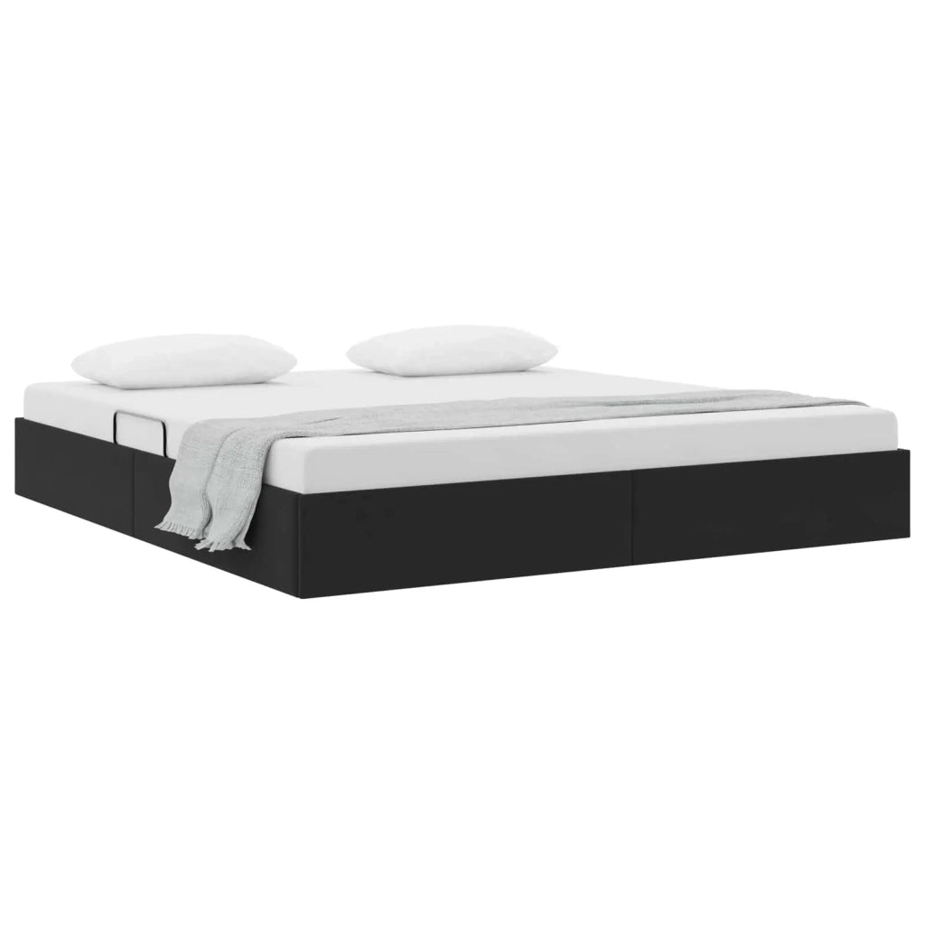 Letto matrimoniale | Letto per adulti | Letto ottomano con archiviazione Nero 160 x 200 cm Velluto
