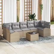 Set Divano da Giardino con cuscino 8 pcs Beige e grigio