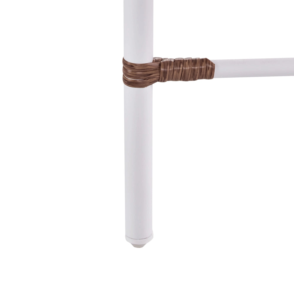 Set Balcone Bianco Alluminio Poliestere 2 Posti 2 Sedie e un Tavolo