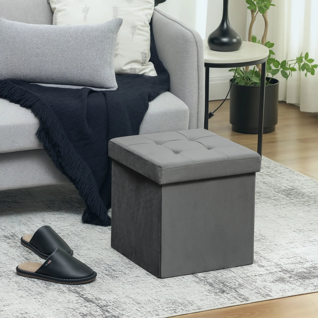 Pouf contenitore pieghevole ¨C Xylo ¨C grigio MDF imbottito