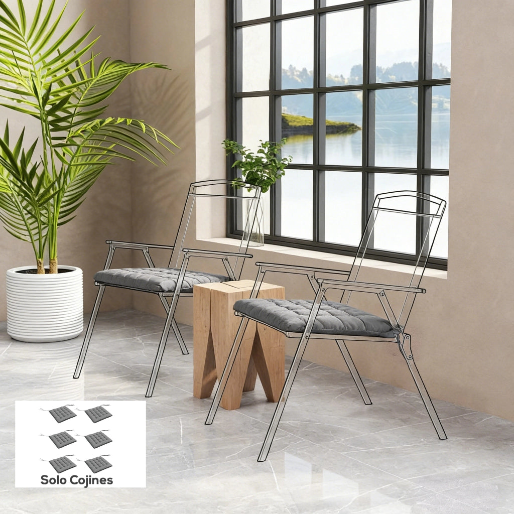 Set 6 Cuscini per Sedie da Pranzo ¨C Xylo ¨C Grigio 40x40 cm con Lacci