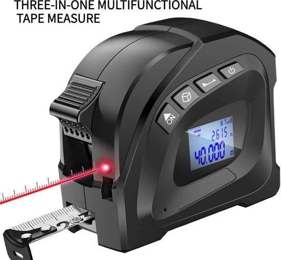 Strumento di misura laser 3 in 1 con display digitale, 40 metri, 5 metri, chiusura automatica, lana di misura per la fai da te, dispositivo di misura preciso con laser