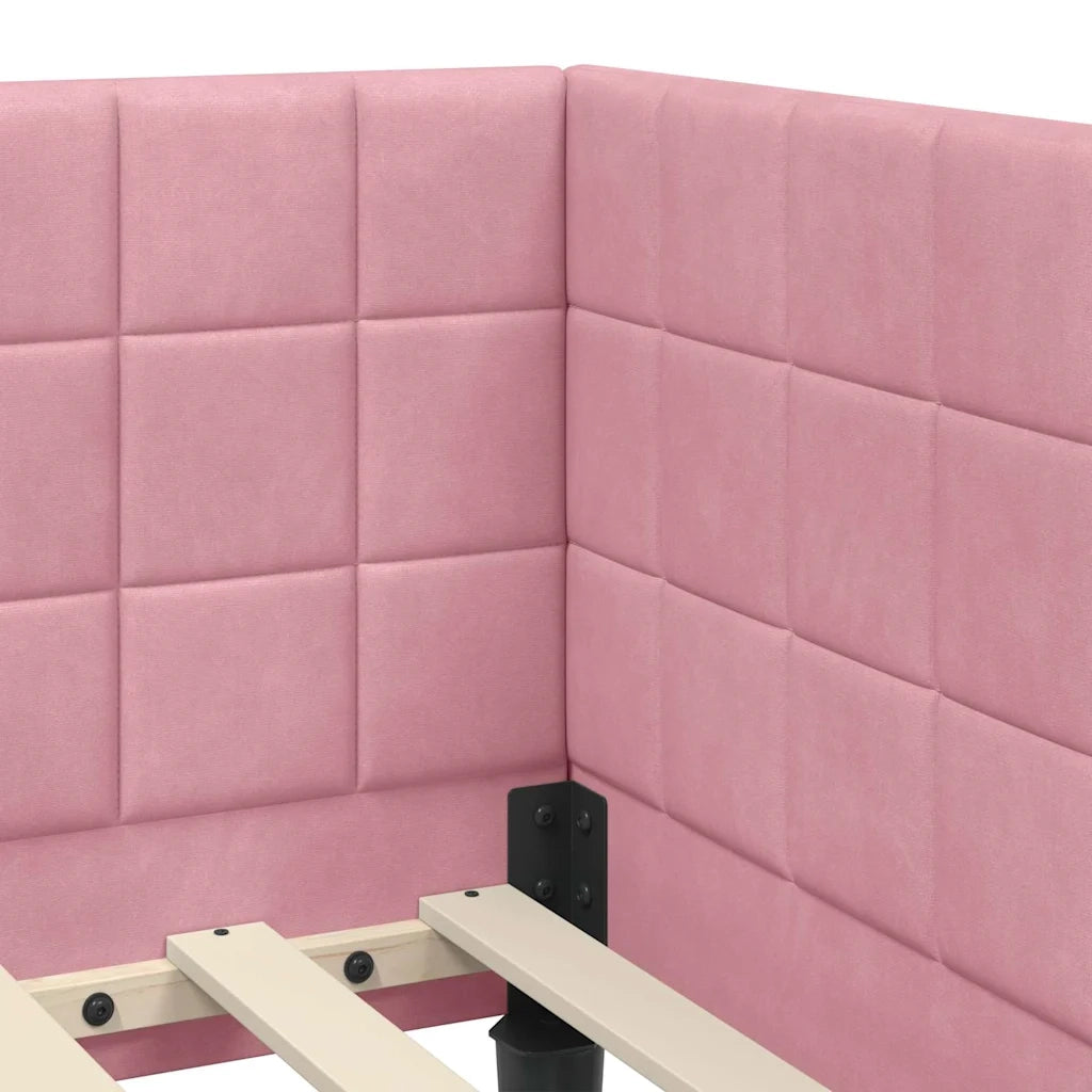Cornice del letto ad angolo Rosa 100 cm x 200 cm Velluto 42016401