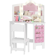 Scrivania con specchio e sgabello ¨C Minimal ¨C bianco 93.6x48.5x111.5 cm