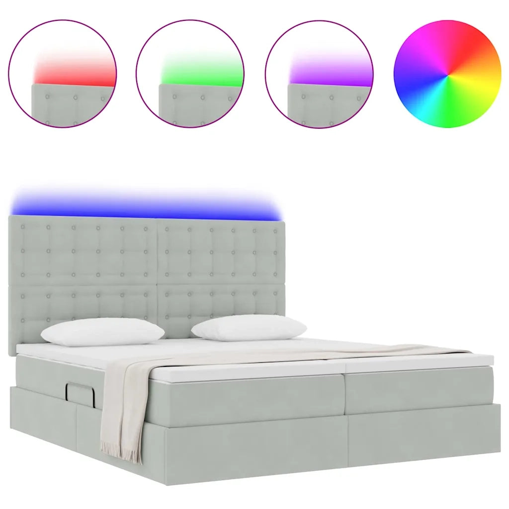 Letto con testiera Grigio chiaro 180 x 200 cm Velluto