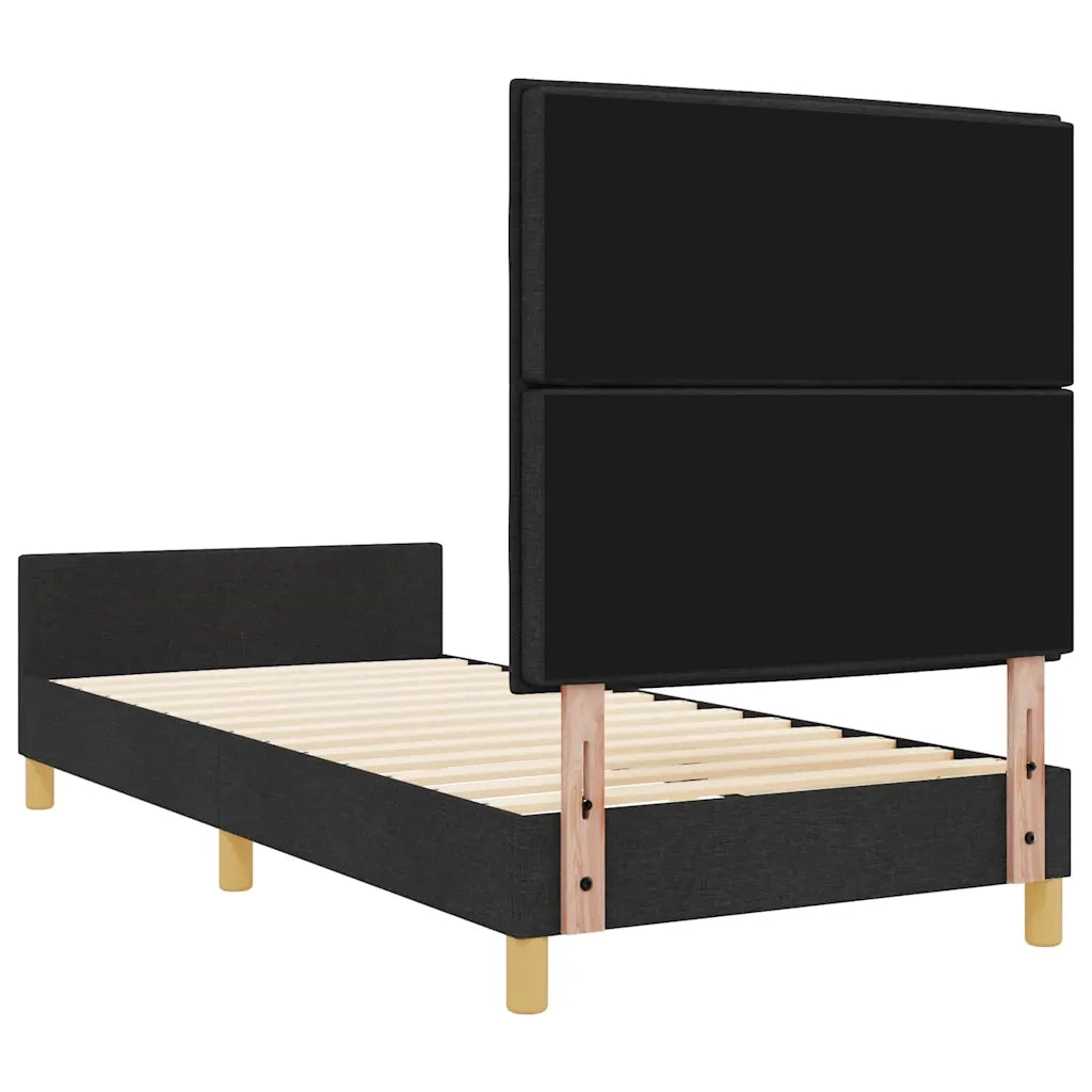 Struttura del letto con testiera-Giroletto Nero 90 x 200 cm Tessuto 393597