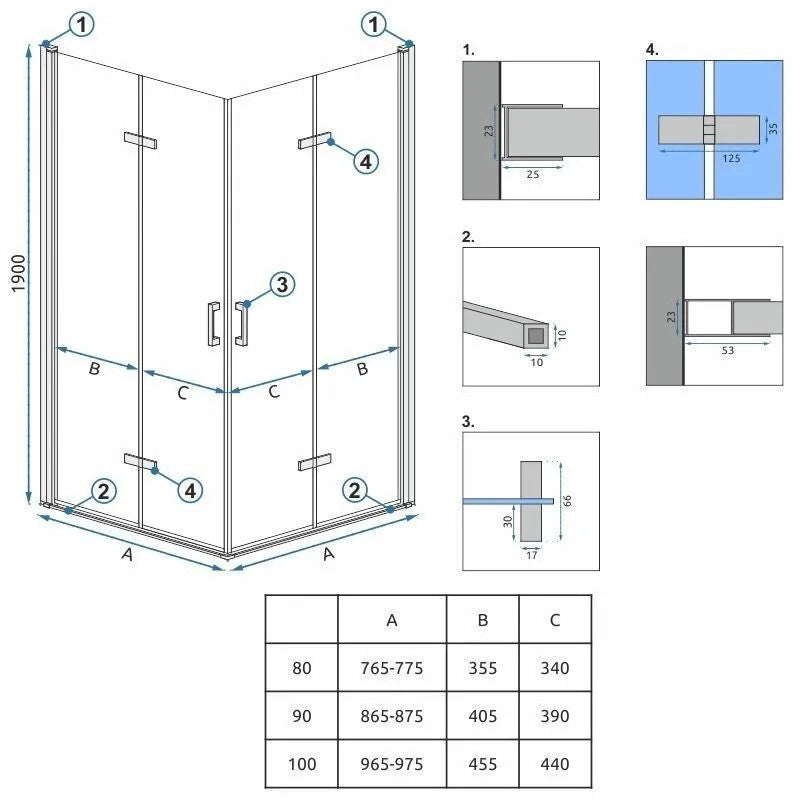 Cabina Doccia Rea Molier Chrome Double 100x100