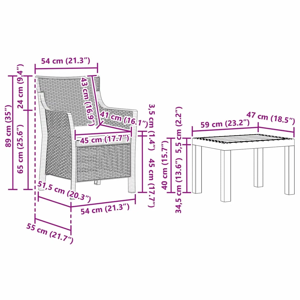 Set di relax con cuscino 3 pcs Bianco PP 42035143