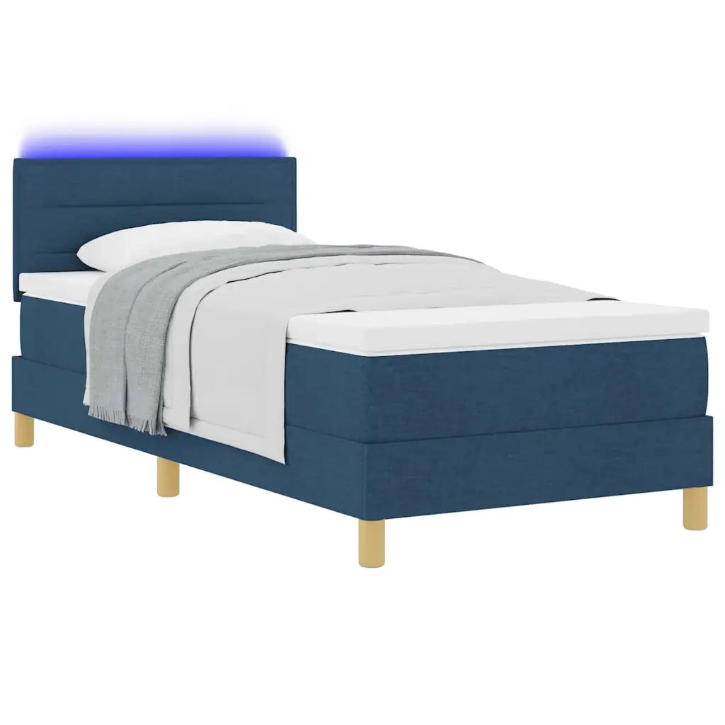 Letto a Sorgente LED con materasso Blu 90 x 200 cm Tessuto