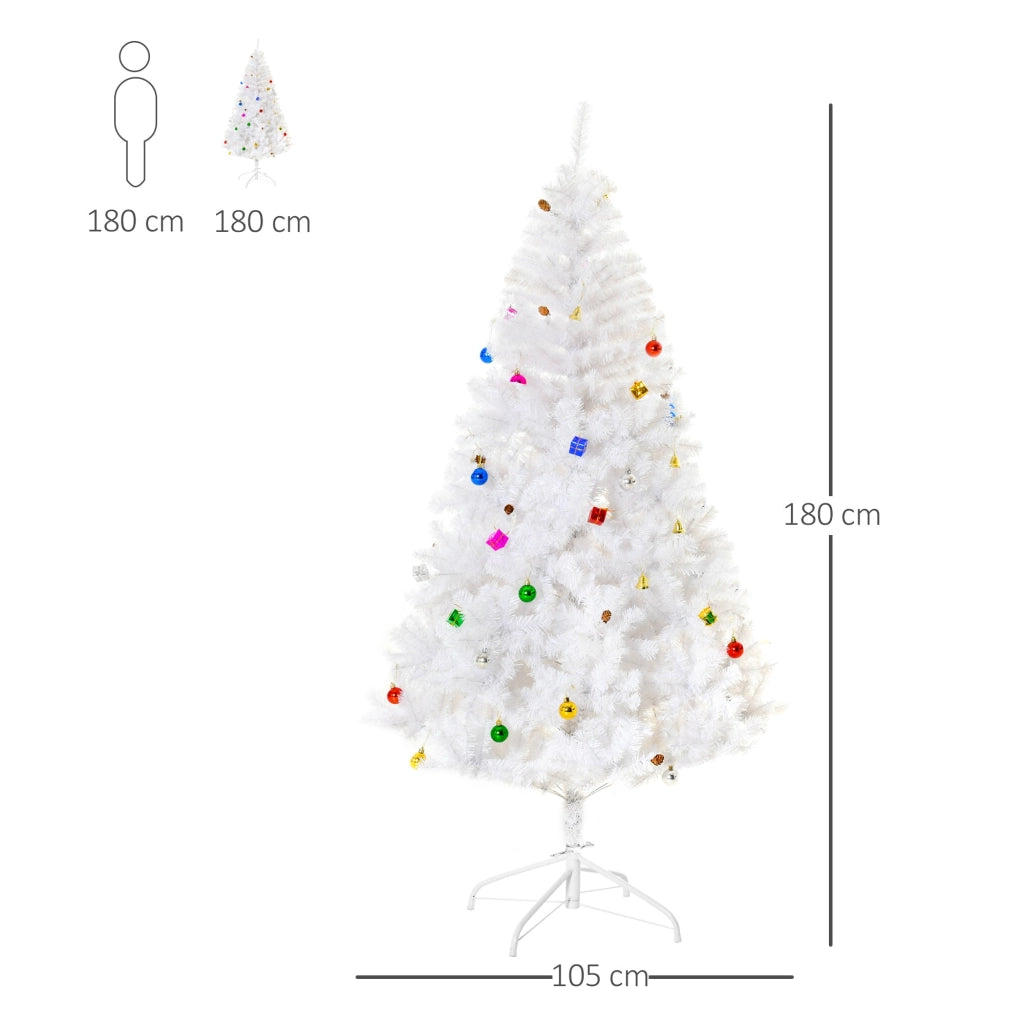 Albero di Natale Artificiale 180 cm 930 Rami Addobbato Bianco