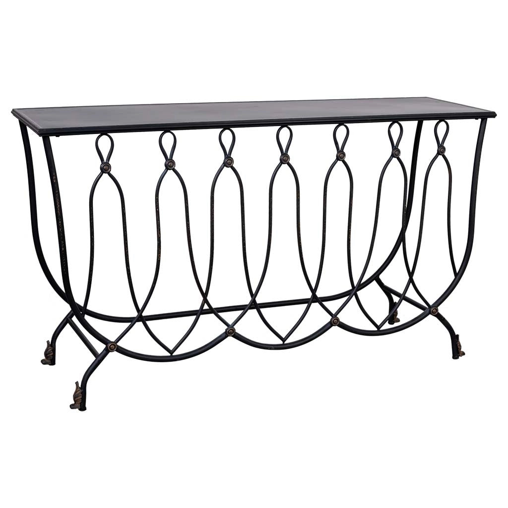 Console in metallo invecchiato nero 144x40x79