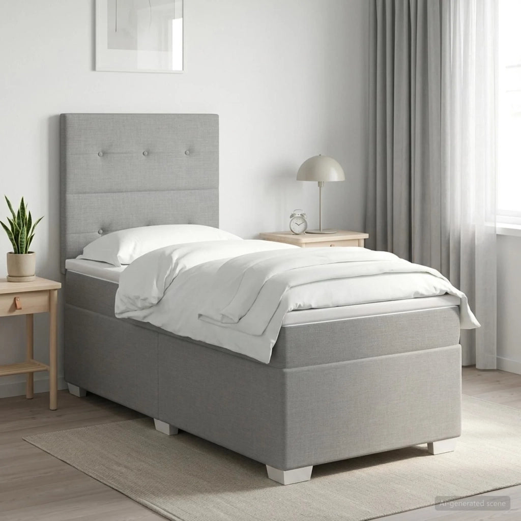 Letto box spring con materasso Grigio Chiaro 90 x 190 cm 3454761