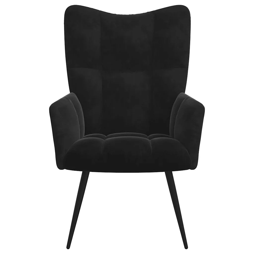 Poltrona Relax | Sedia Relax con Sgabello in Velluto Nero