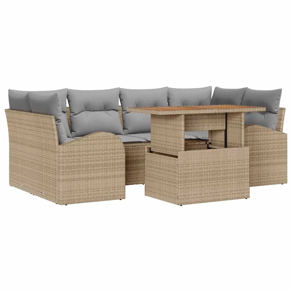 Set Divano da Giardino con cuscino 7 pcs beige e grigio chiaro 3349538
