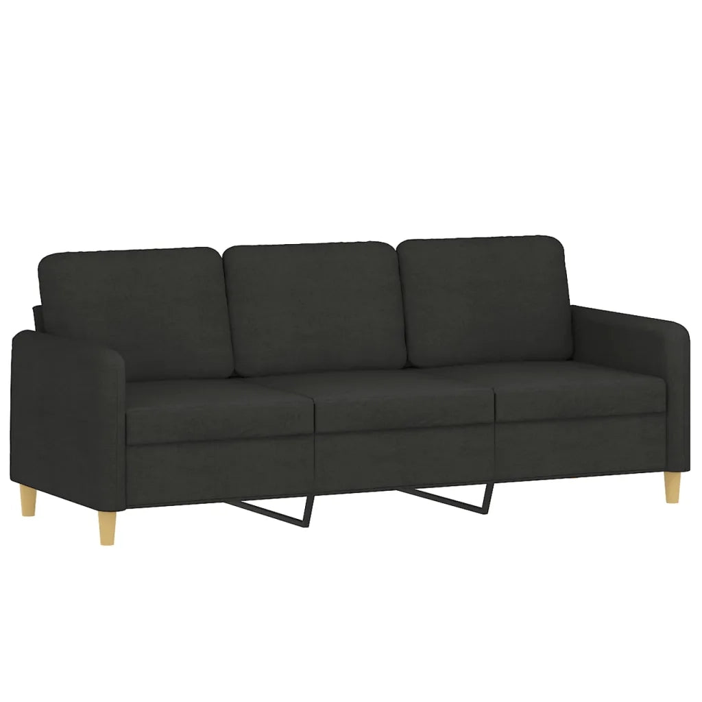 Set di Divani 3 pz con Cuscini Nero in Tessuto 3202130
