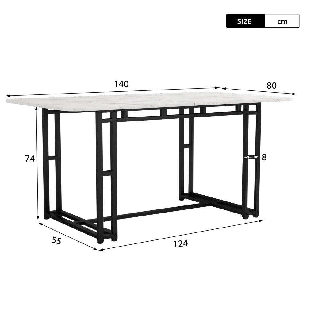 Tavolo da Pranzo Rettangolare ¨C Xylo ¨C Nero, Gambe in Metallo, 140x80 cm