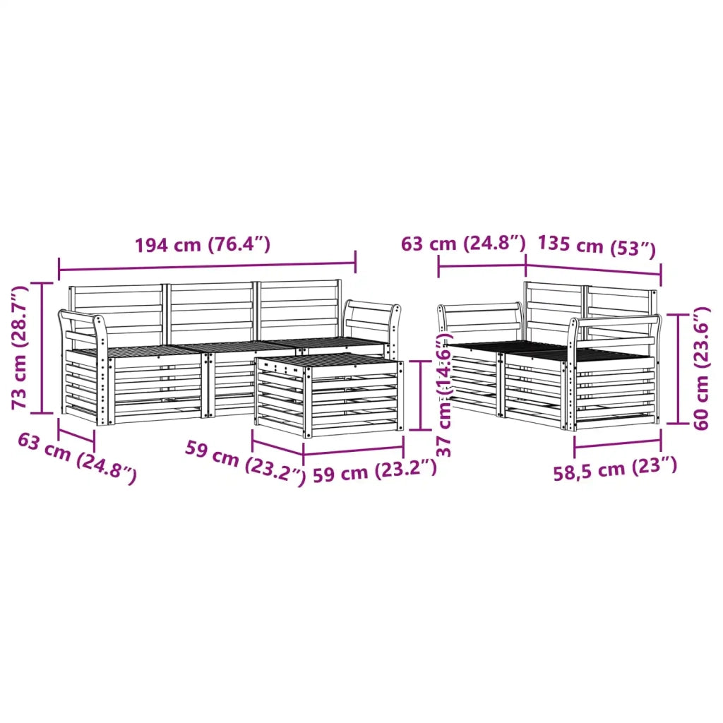Set divani Legno di Acacia Massello 3391394