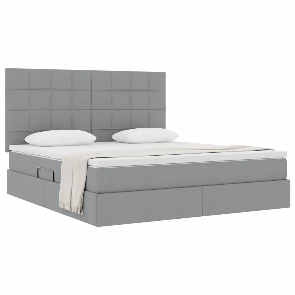 Letto con contenitore e materasso Grigio chiaro 160 x 200 cm