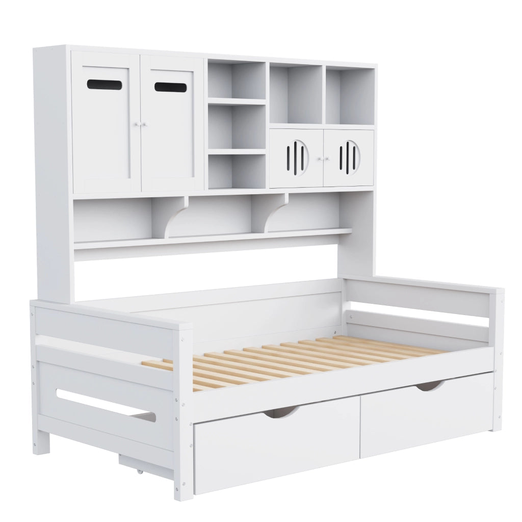 Letto sofa con contenitore in legno bianco 90x200 cm