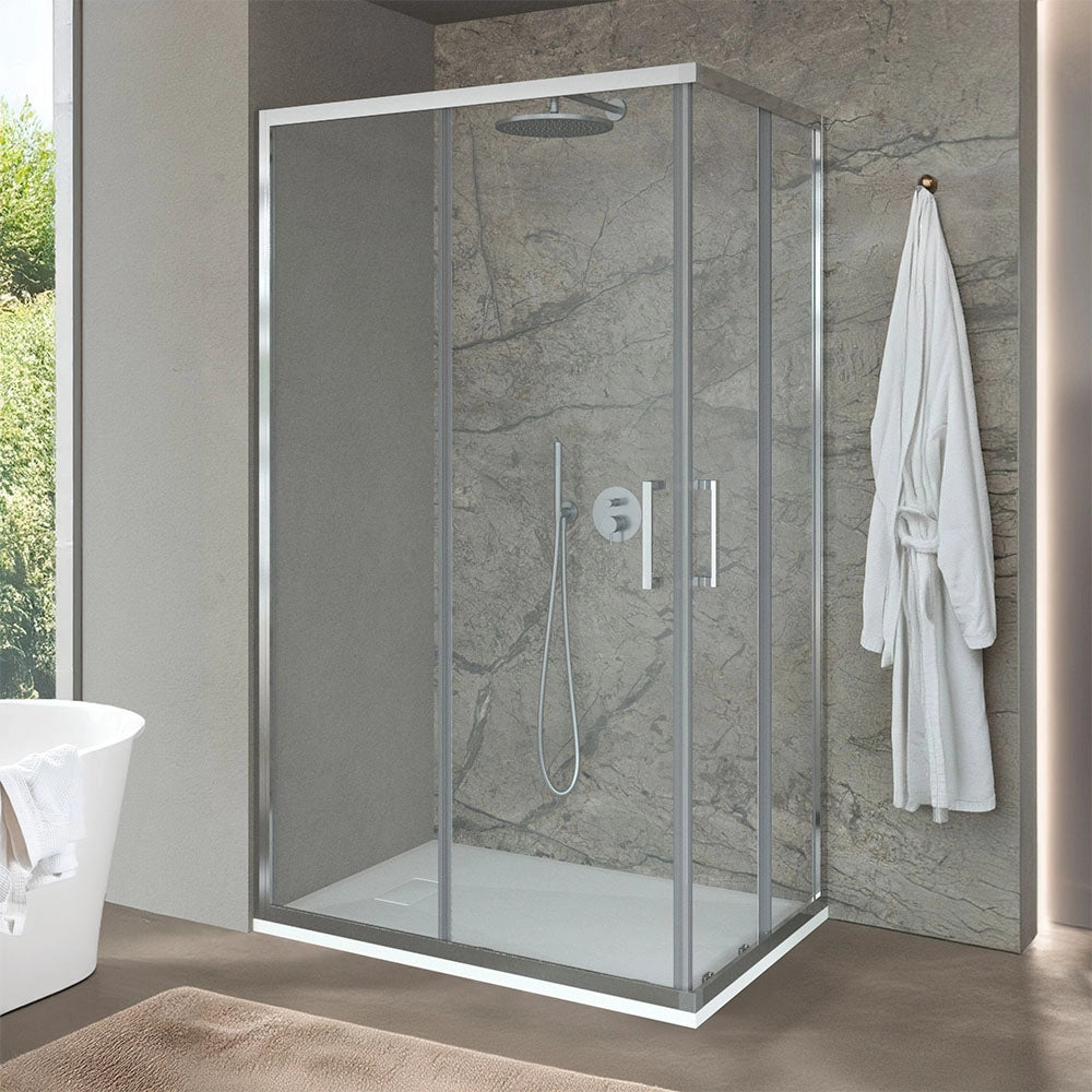 Box doccia 100x100 doppio scorrevole h 200 vetro trasparente Ted