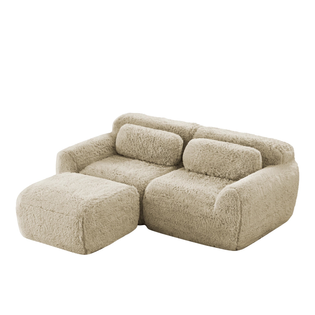 Divano L a 2 posti in peluche - Zephmum- Modulare combinabile con cuscini