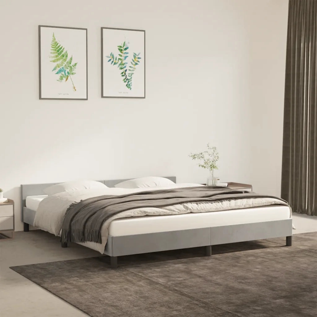 Letto matrimoniale | Letto per adulti | Giroletto senza Materasso Grigio Chiaro 180x200 cm Velluto