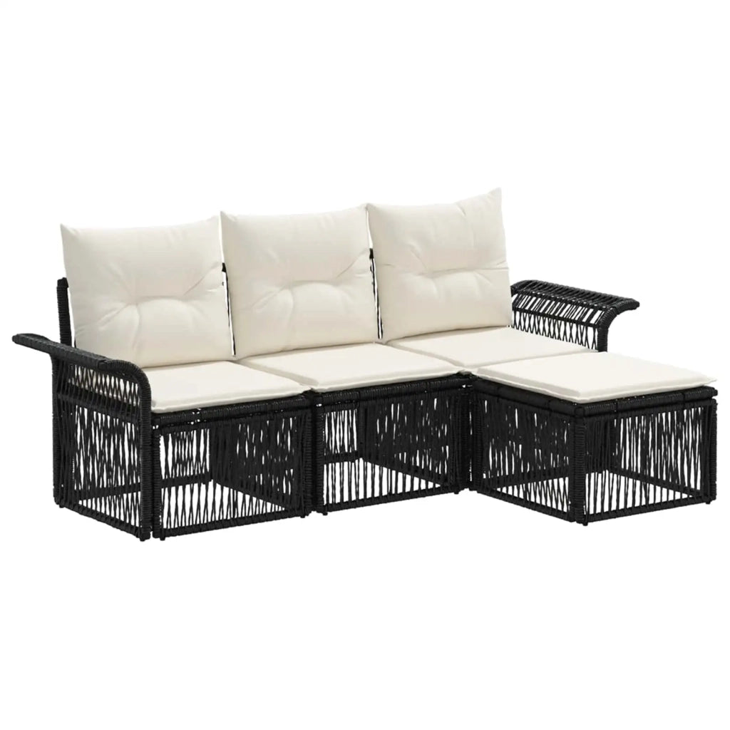 Set Divano da Giardino 4 pz Nero polyrattan 3434809