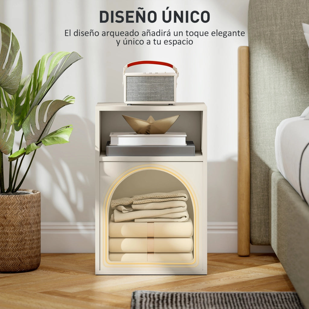 Comodino con 2 Ripiani Aperti Design Arco ¨C zephmum ¨C Crema 40x30x60 cm