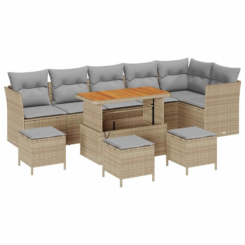 Set Divano da Giardino 10 pcs Beige polyrattan 3361512