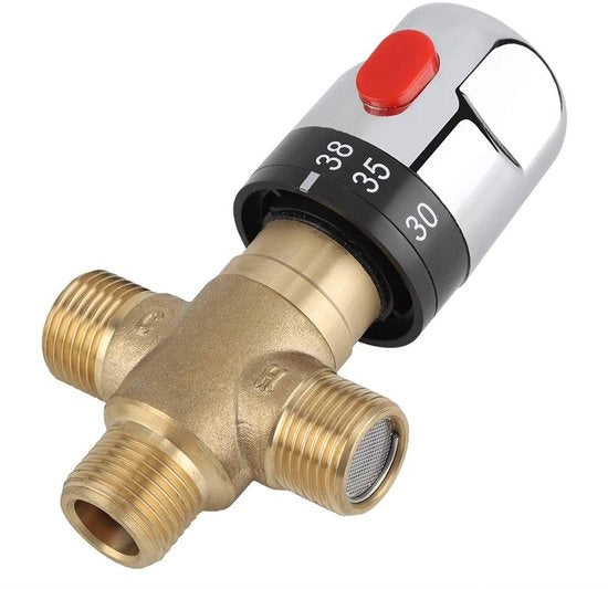 Valvola termostatica 3 vie - ottone - interruttore di sicurezza 38ºC/42ºC - facile da installare - ingresso 15 mm - adatto per bagno/cucina