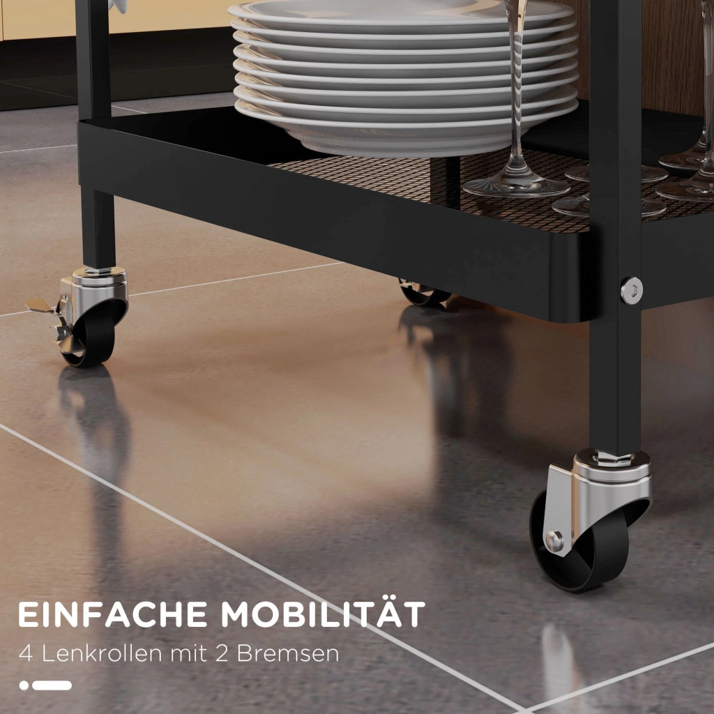 Carrello multiuso con cassetto e ripiano ¨C Zephmum ¨C Nero