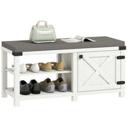 Scarpiera con Seduta e Ripiani ¨C Minimal ¨C 100x40x48 cm Bianco Grigio