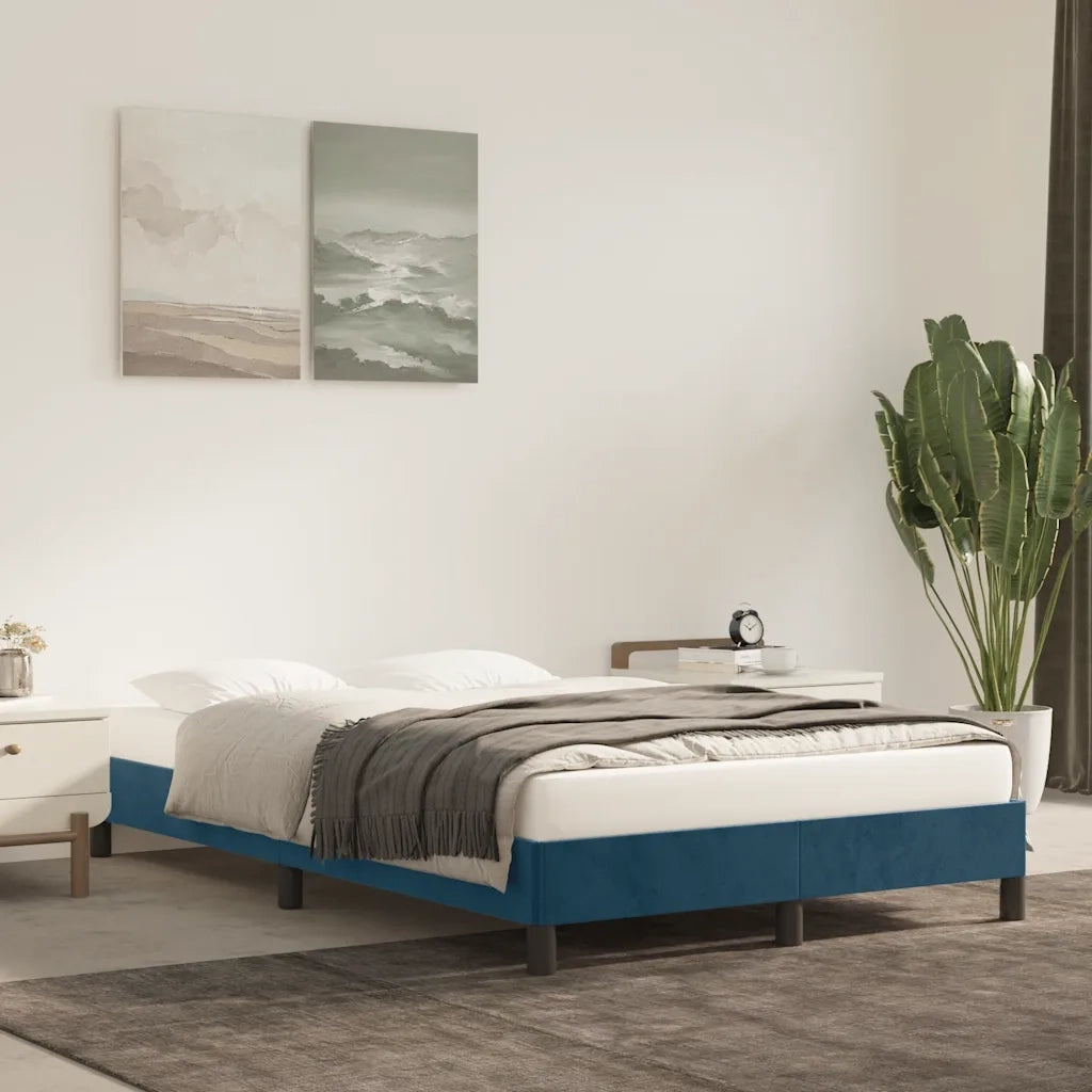 Letto matrimoniale | Letto per adulti | Giroletto senza Materasso Blu Scuro 120x190 cm Velluto