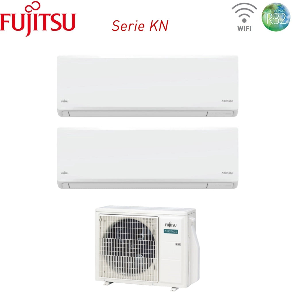 Condizionatore Dual Split Fujitsu KN Airstage 9+12 con AOEG14KBCA2 R-32 Wi-Fi Integrato