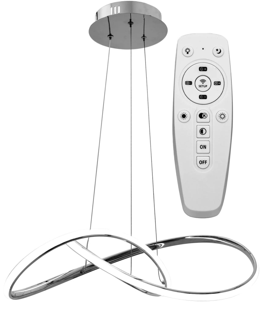 Lampada Da Soffitto Pensile Ring Moderno Led+telecomando App393-cp Cromo