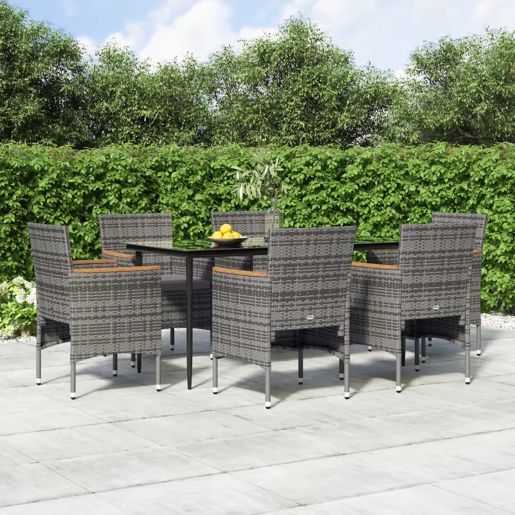 Set da Pranzo da Giardino 7 pz con Cuscini Grigio e Nero 3156645