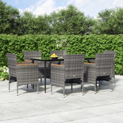 Set da Pranzo da Giardino 7 pz con Cuscini Grigio e Nero 3156645