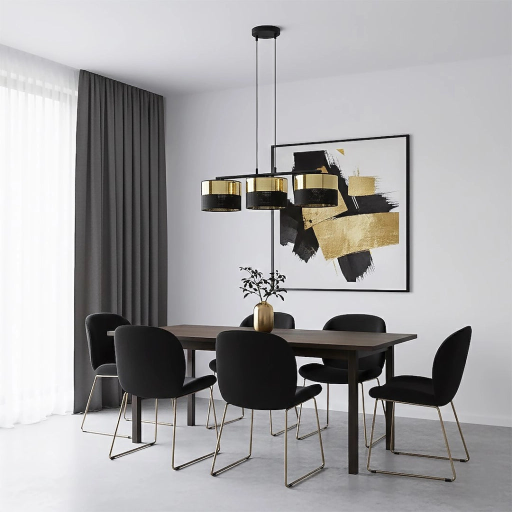 Lampada sospesa LUX 3xE27 metallo nero oro Emibig