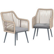 Sedia da giardino in rattan con cuscini e braccioli ¨C Minimal ¨C Grigio 54x65x80 cm